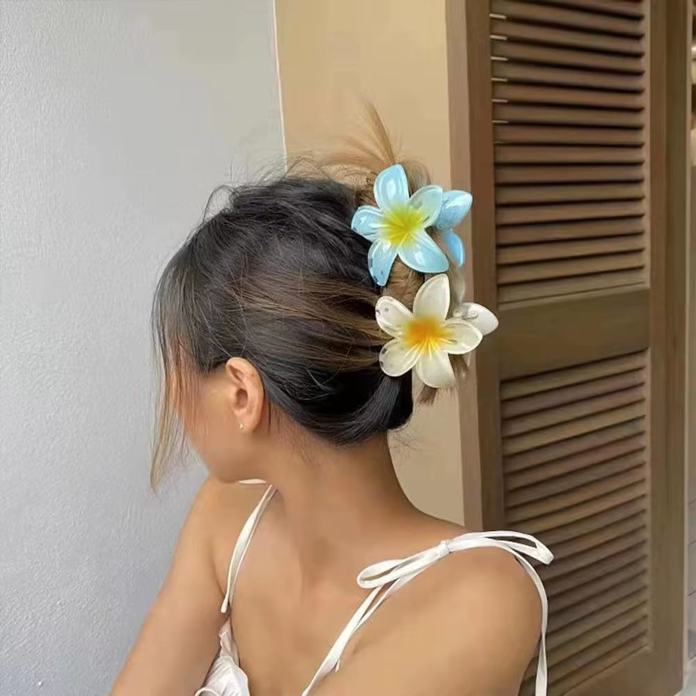 2026 New Vacation Egg Flower Hair Clips Hawaii Beach Claws Bohemian Hairpin for Girls Dopamine Y2K Hair Accessory