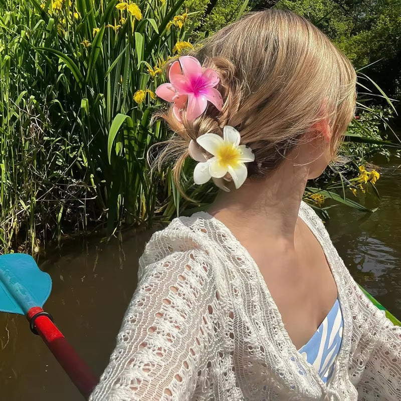 2026 New Vacation Egg Flower Hair Clips Hawaii Beach Claws Bohemian Hairpin for Girls Dopamine Y2K Hair Accessory