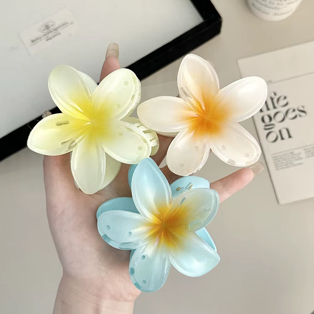 2026 New Vacation Egg Flower Hair Clips Hawaii Beach Claws Bohemian Hairpin for Girls Dopamine Y2K Hair Accessory