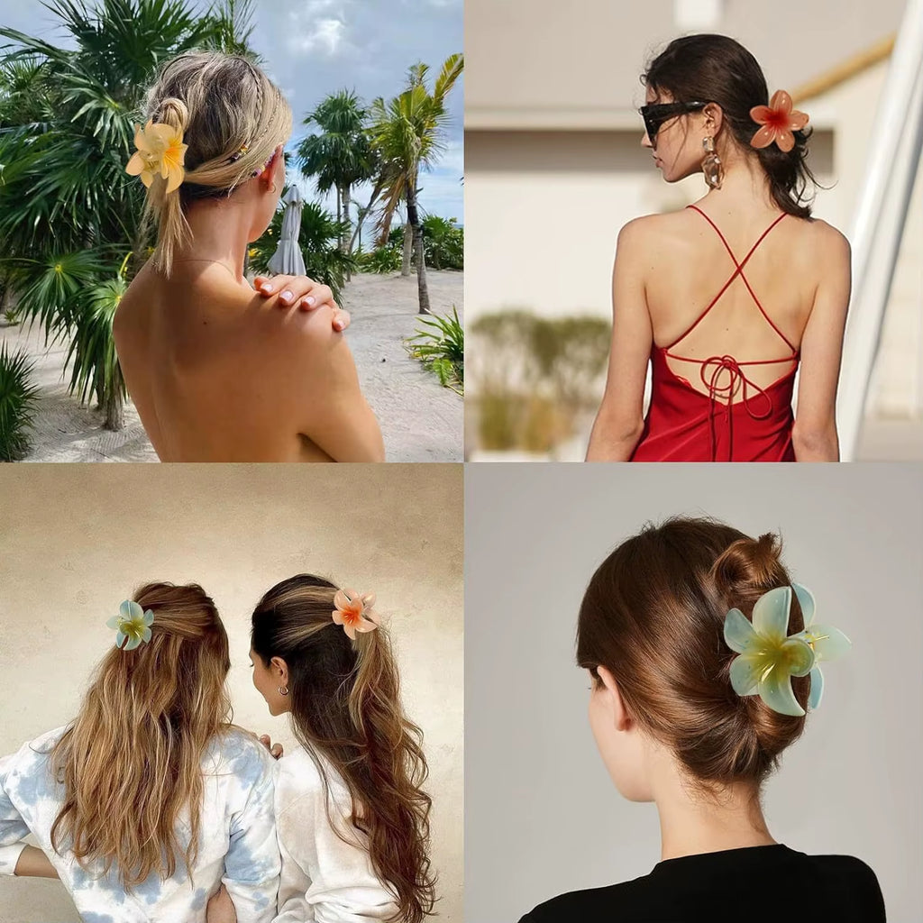 2026 New Vacation Egg Flower Hair Clips Hawaii Beach Claws Bohemian Hairpin for Girls Dopamine Y2K Hair Accessory